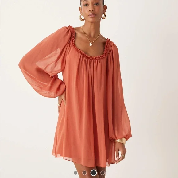 open lace back dress Asos Edition Extreme Blouson Sleeve Mini Dress In Satin In Orange main image 1